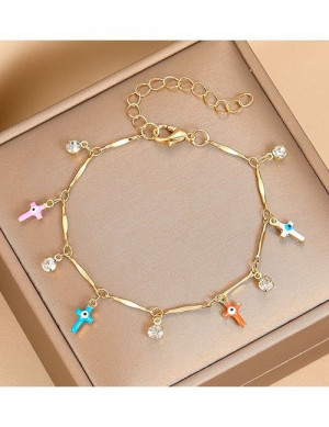 Браслет с подвесками-крестиками и жемчугом Z30994 Браслет с подвесками-крестиками и жемчугом Z30994