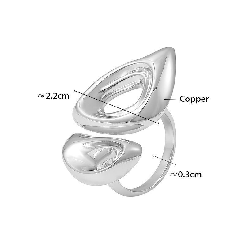 Футуристичное разомкнутое кольцо с эффектом жидкого металла CJG75770