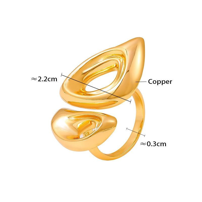 Футуристичное разомкнутое кольцо с эффектом жидкого металла CJG75770