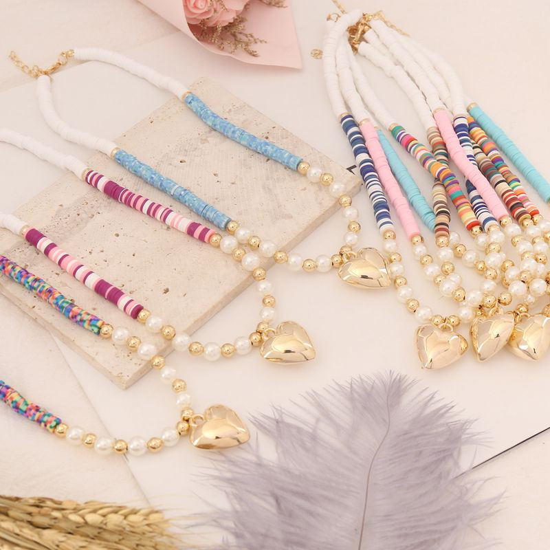 Ожерелье ювелирный сплав с сердцем мягкая керамика J11610CJJ