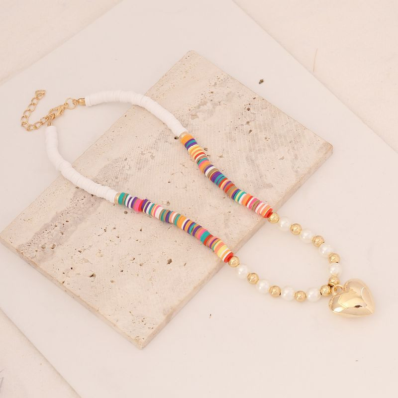 Ожерелье ювелирный сплав с сердцем мягкая керамика J11610CJJ