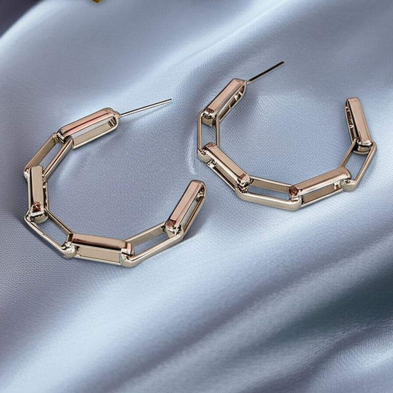 Серьги кольца ювелирный сплав в виде цепочек J11588CJJ Серьги кольца ювелирный сплав в виде цепочек J11588CJJ