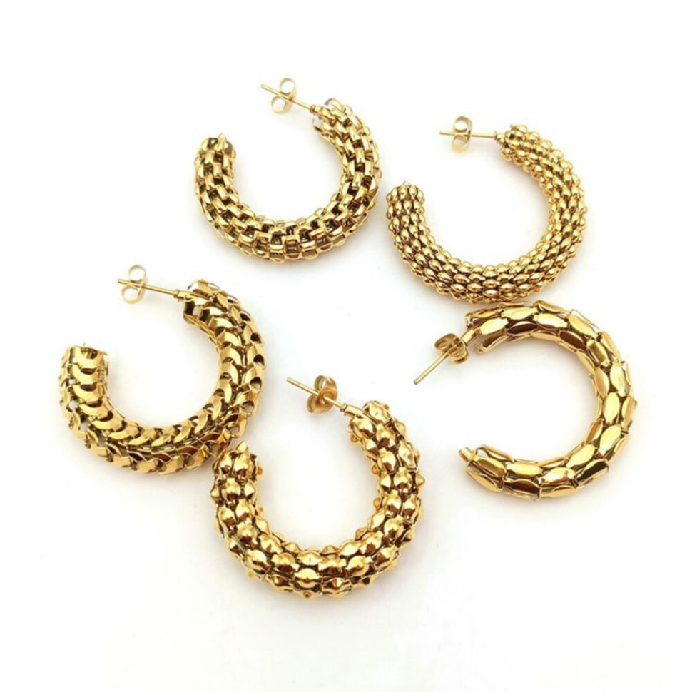 Серьги кольца из стали с напылением золотом J11542CJJ