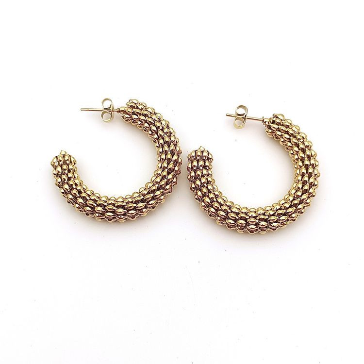 Серьги кольца из стали с напылением золотом J11542CJJ