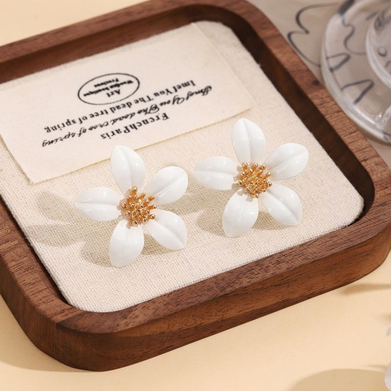 Яркие серьги-пусеты Лимонные цветы в стиле поп-арт CJL20197