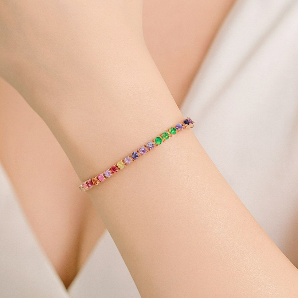 Браслет медь циркон напыление золотом 1J12503CJJ