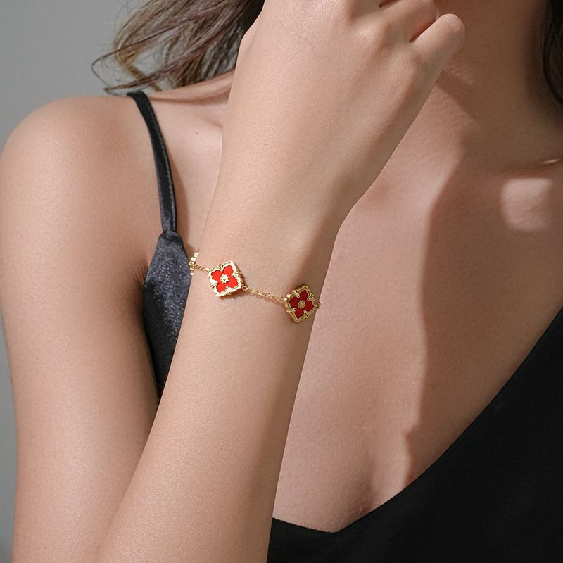 Браслет изящный с клевером на тонкой цепочке CJL26273