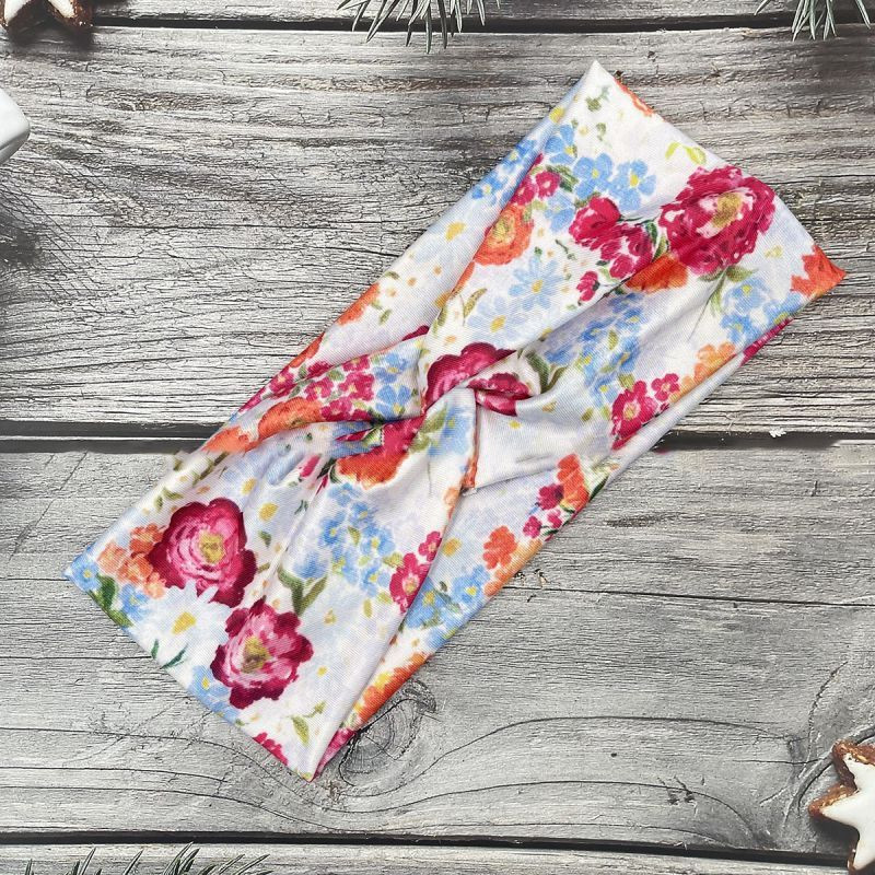 Повязка для волос тканевая с принтом розовая CJU07740