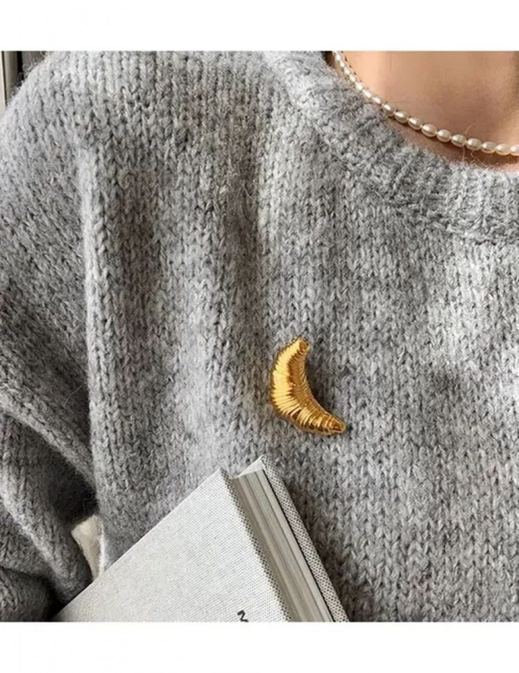 Стальная брошь круассан J10075CJJ