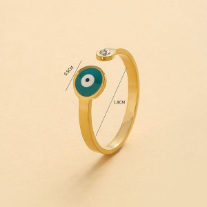 Узкое кольцо с талисманом «Глаз» и кристаллами CJL47021
