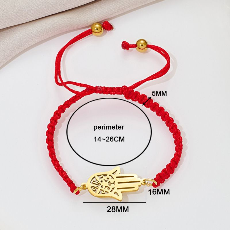 Браслет плетеная нить с золотистой ладонью Хамса CJQ65909