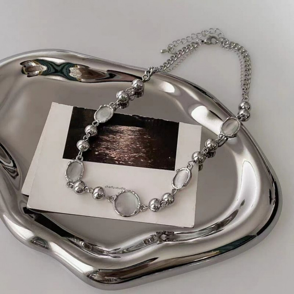 Многослойная цепочка с круглыми вставками из эмали и металла CJH78334 Многослойная цепочка с круглыми вставками из эмали и металла CJH78334