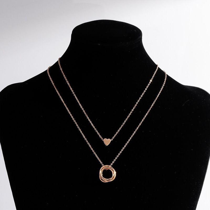 Двойная цепочка с подвеской-кольцом и сердцем CJH14771