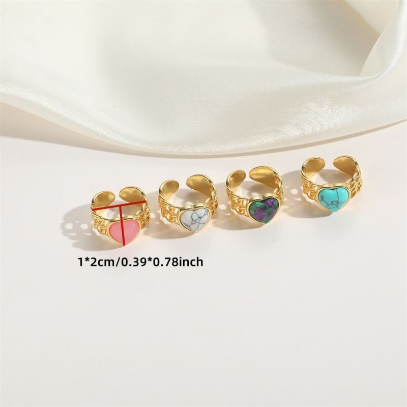 Кольцо с крупным сердцем из камня с текстурой мрамора CJG30100