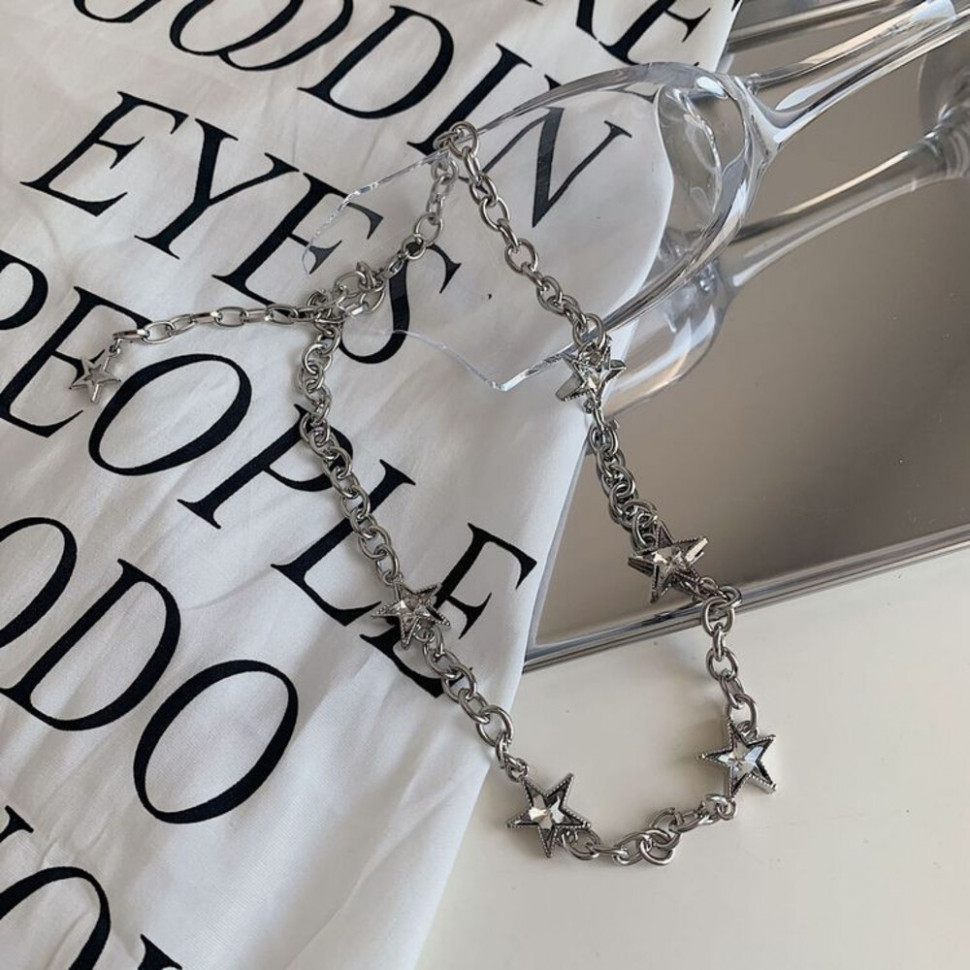 Стальное колье с подвесками в форме звезд по всей окружности J11443CJJ