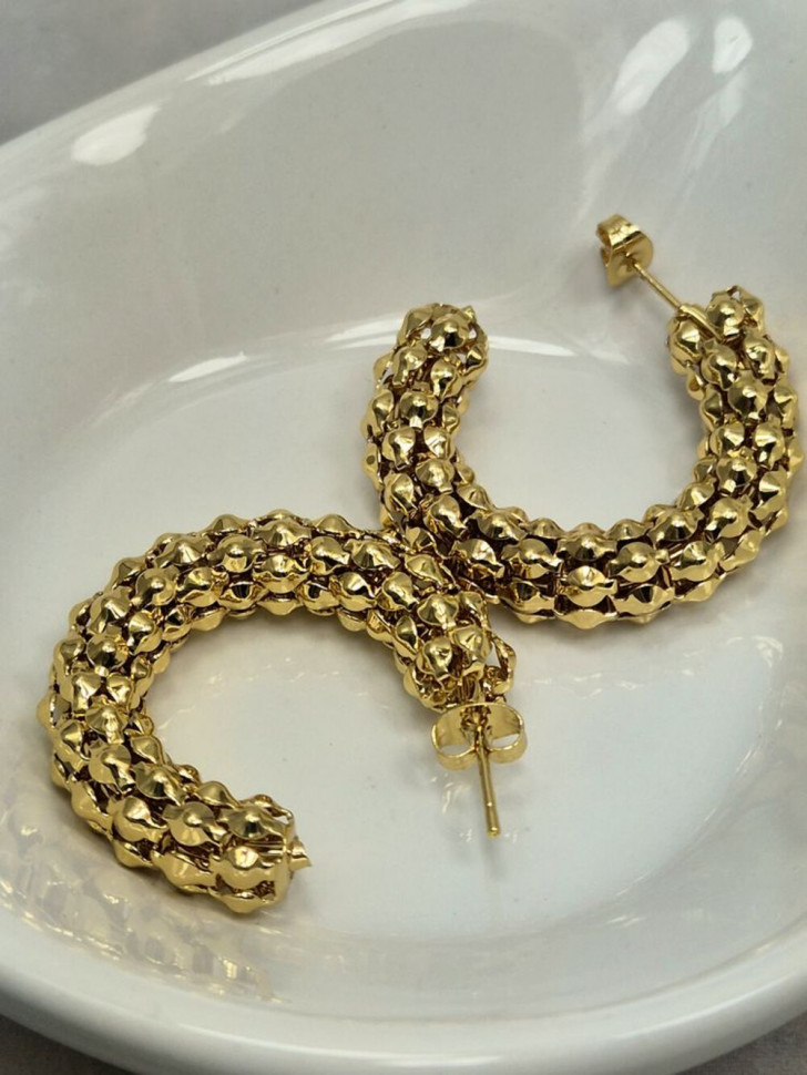 Серьги кольца из стали с напылением золотом J11543CJJ