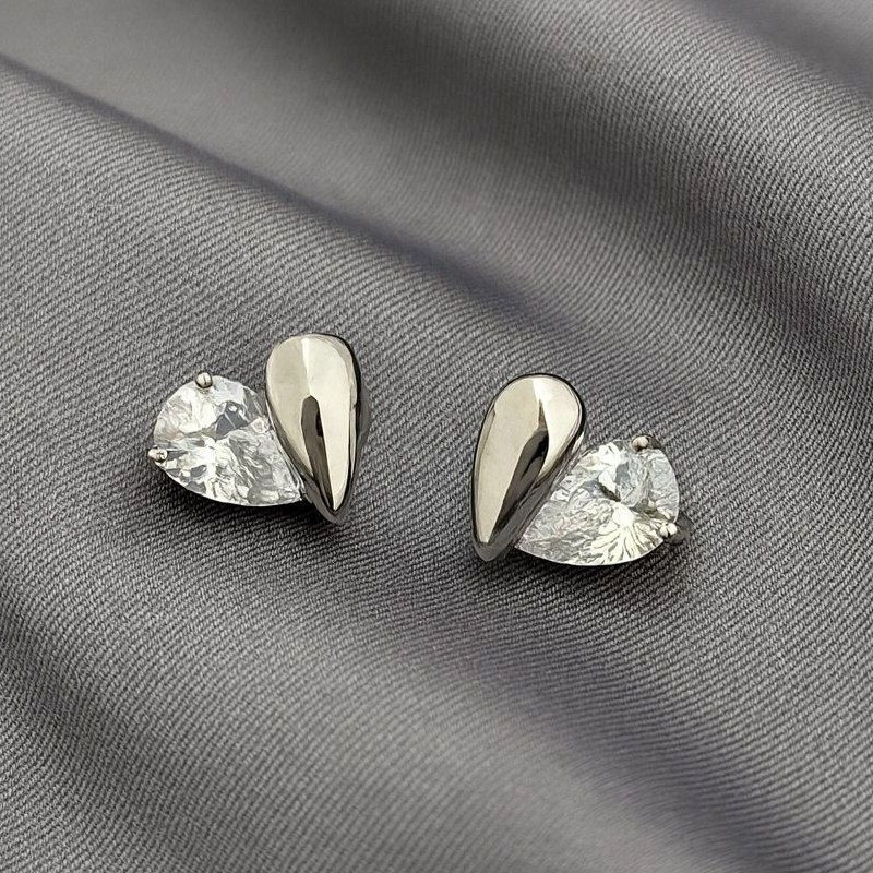 Серьги-гвоздики медь циркон напыление платиной 1J12506CJJ