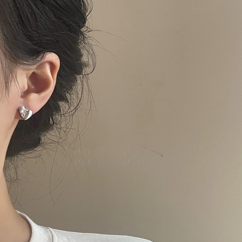 Серьги-гвоздики медь циркон напыление платиной 1J12506CJJ