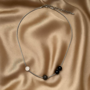 Колье титановая сталь бусины 1J12349CJJ Колье титановая сталь бусины 1J12349CJJ