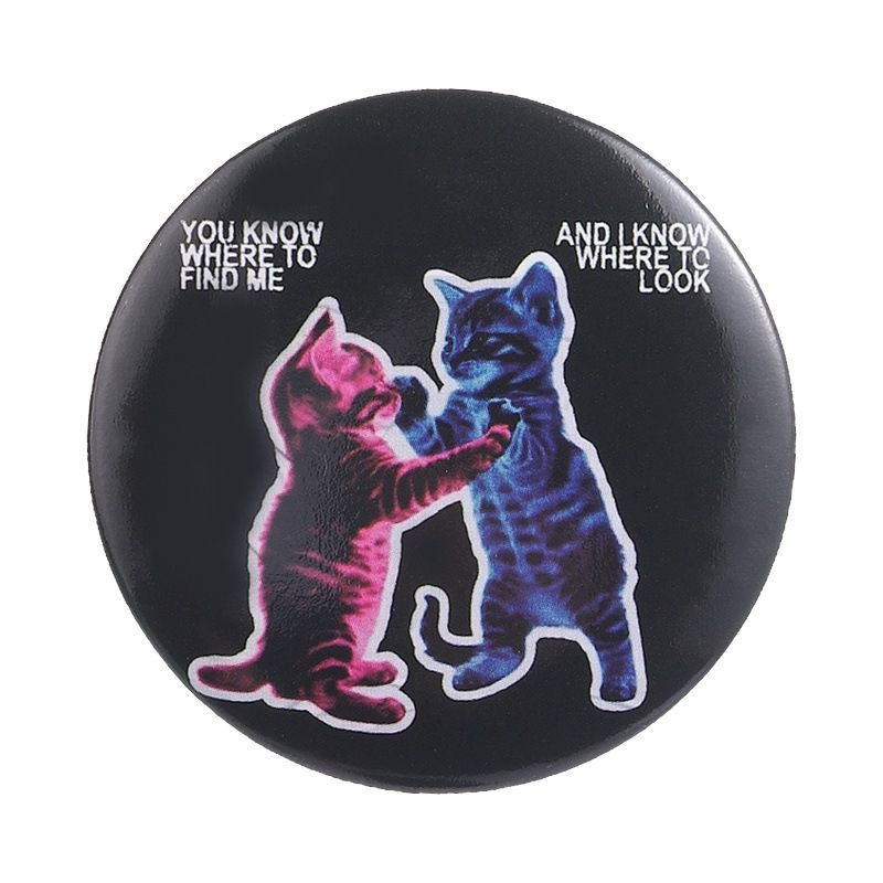 Брошь с розово-фиолетовым котом ASUY38714