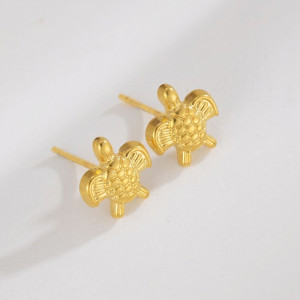 Серьги-пусеты Черепашки золотистые фактурные CJL35150 Серьги-пусеты Черепашки золотистые фактурные CJL35150