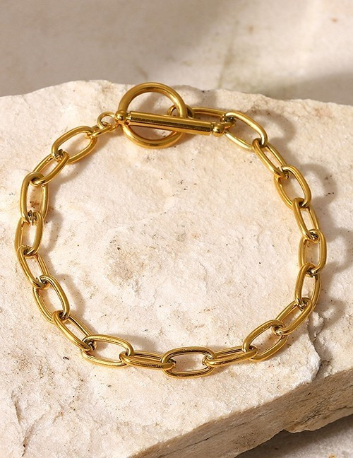 Браслет цепь из крупных звеньев с классическим замком тогл S89256