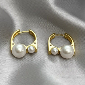 Серьги медь с напылением золотом и жемчугом 1J11992CJJ Серьги медь с напылением золотом и жемчугом 1J11992CJJ