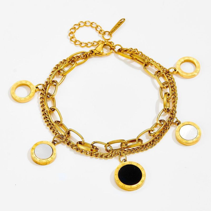 Браслет многослойный с перламутровыми медальонами 1J12023CJJ