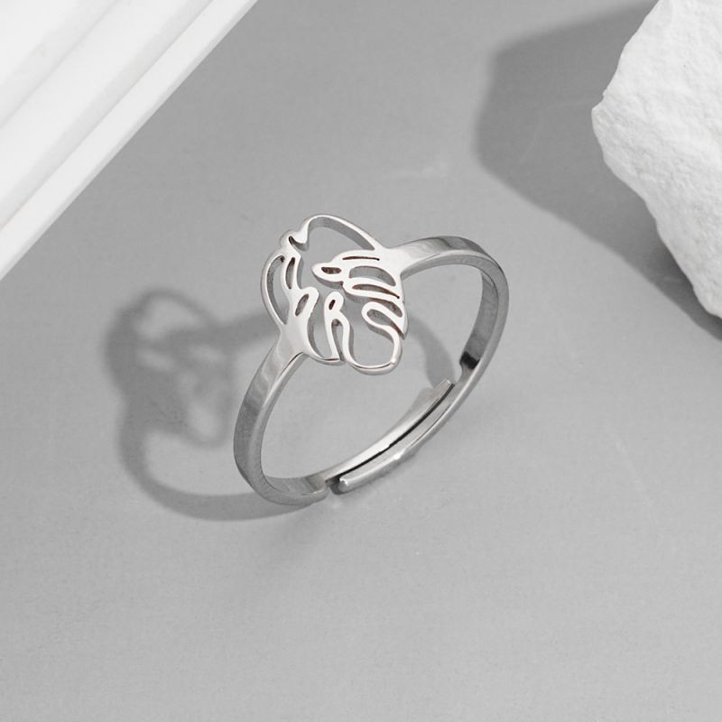 Стальное кольцо с листом пальмы серебристого цвета CJH62407