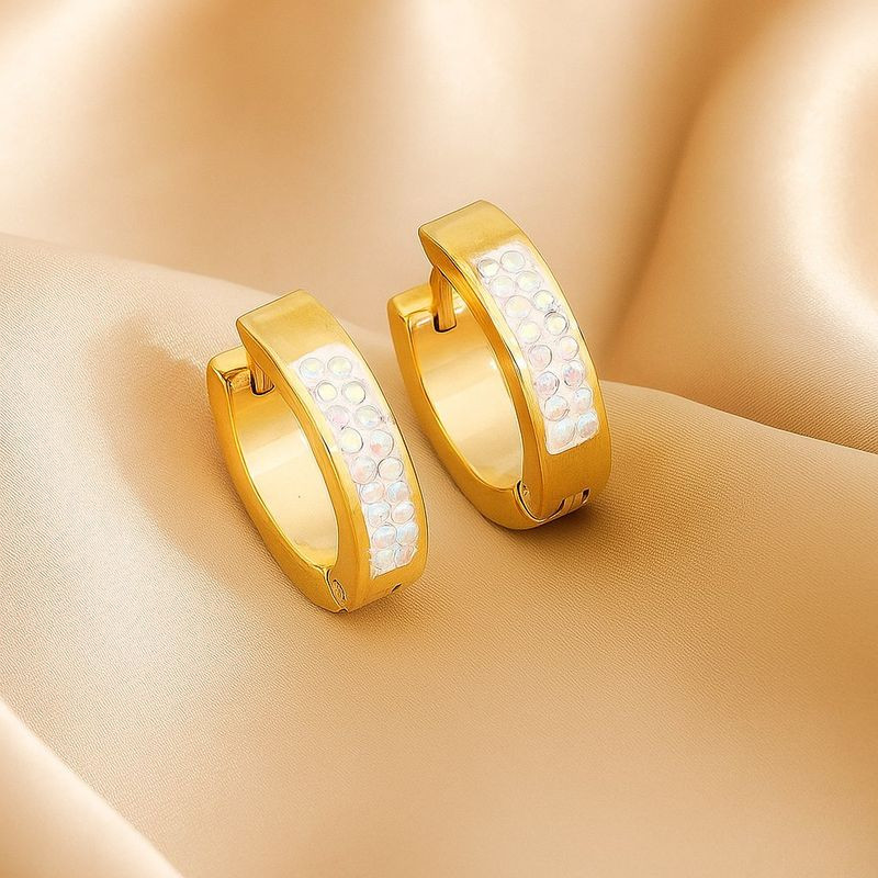 Стальные серьги-конго с напылением золотом вставка стекло J10276CJJ