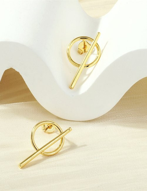 Геометрические серьги «Круг и линия» M15674