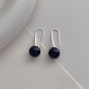 Серьги-петли с темным жемчугом N85478