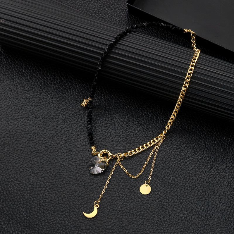 Многослойное колье с комбинированными цепями и подвеской-сферой CJT15292