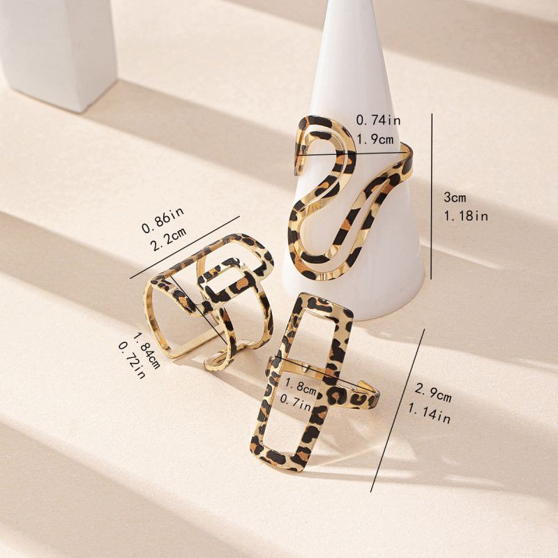 Кольцо широкое решетчатое с леопардовым принтом CJM14376