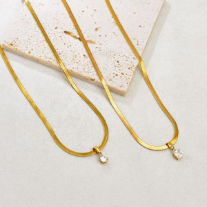 Цепочка с подвеской в виде одиночного кристалла в позолоте CJR56275