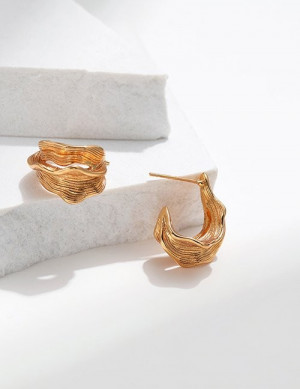 Фактурные серьги «Мятый металл» Z67834 Фактурные серьги «Мятый металл» Z67834