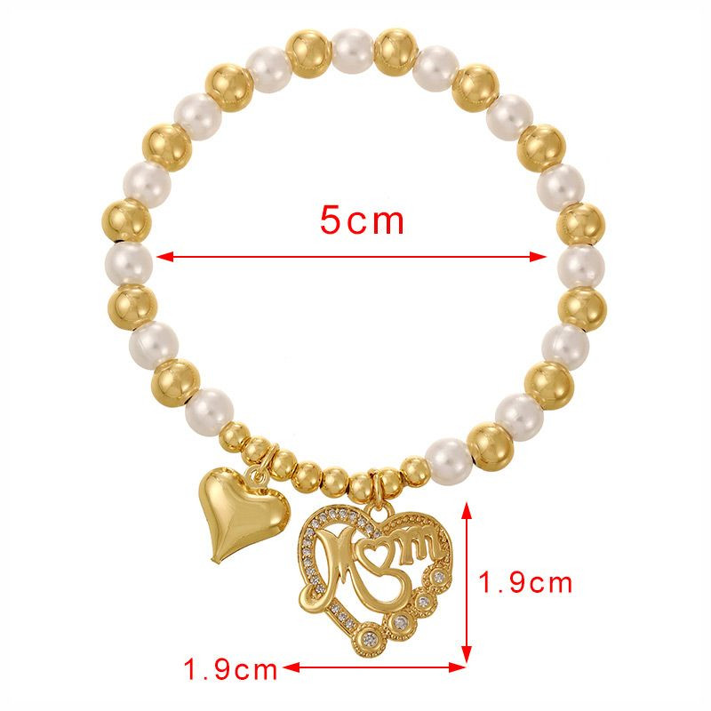 Браслет из белого жемчуга с золотистыми подвесками CJL22888