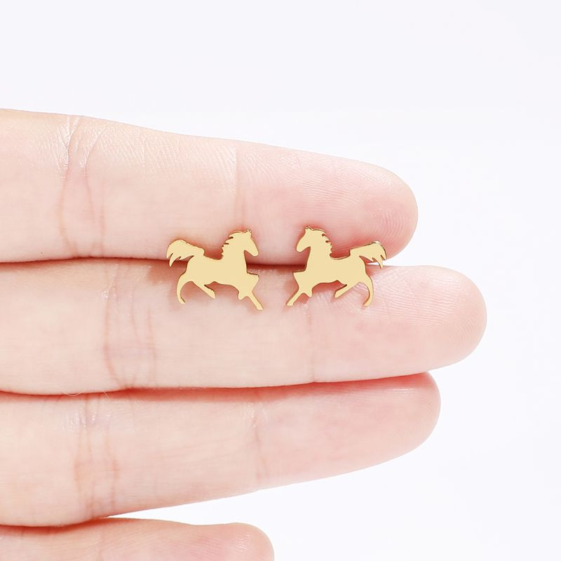 Серьги лошади титановая сталь напыление золотом 1J12420CJJ