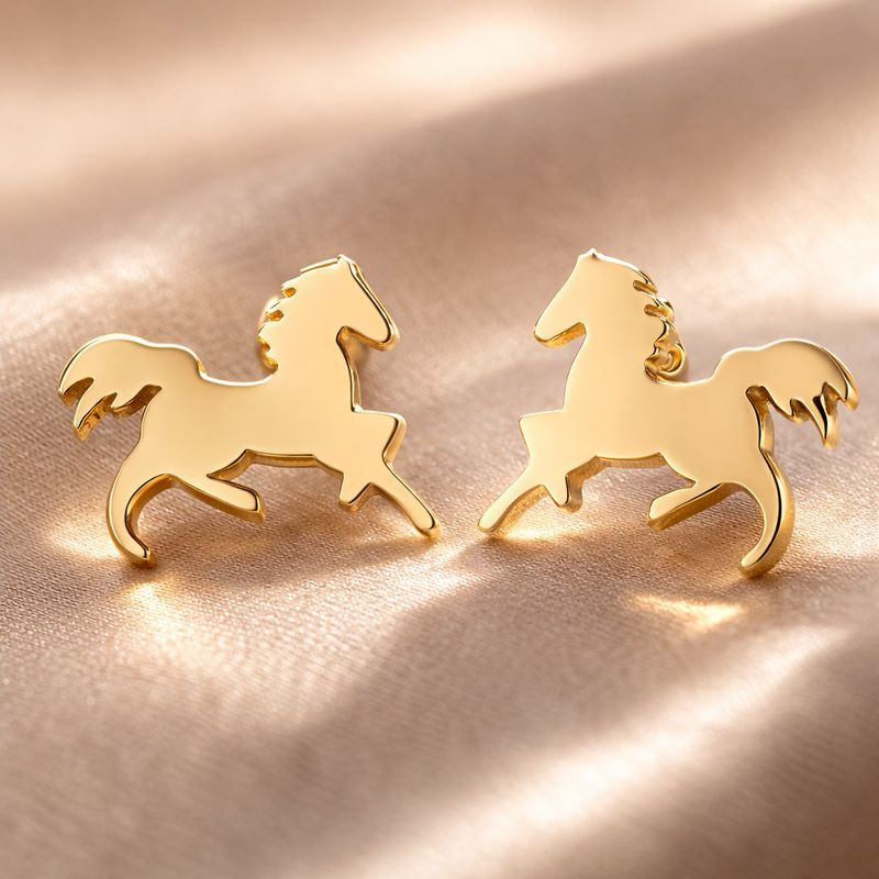 Серьги лошади титановая сталь напыление золотом 1J12420CJJ