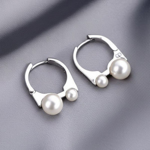 Серьги медь с напылением платиной и жемчугом 1J11993CJJ Серьги медь с напылением платиной и жемчугом 1J11993CJJ