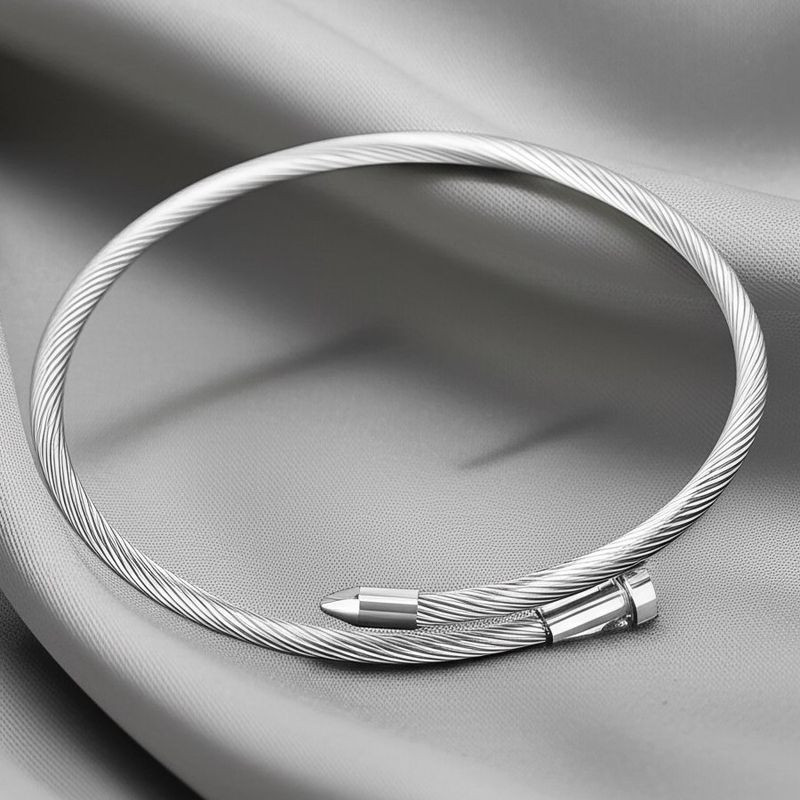 Браслет жесткий разомкнутый в виде гвоздя из титановой стали 1J12024CJJ Браслет жесткий разомкнутый в виде гвоздя из титановой стали 1J12024CJJ