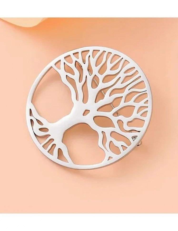 Стальная брошь дерево жизни J10079CJJ