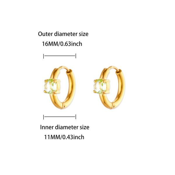 Серьги-кольца маленькие с зеленым кристаллом CJL47107 Серьги-кольца маленькие с зеленым кристаллом CJL47107