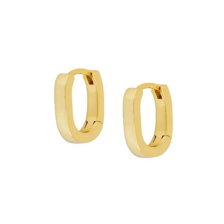 Стальные серьги-конго с напылением золотом овал J10277CJJ Стальные серьги-конго с напылением золотом овал J10277CJJ