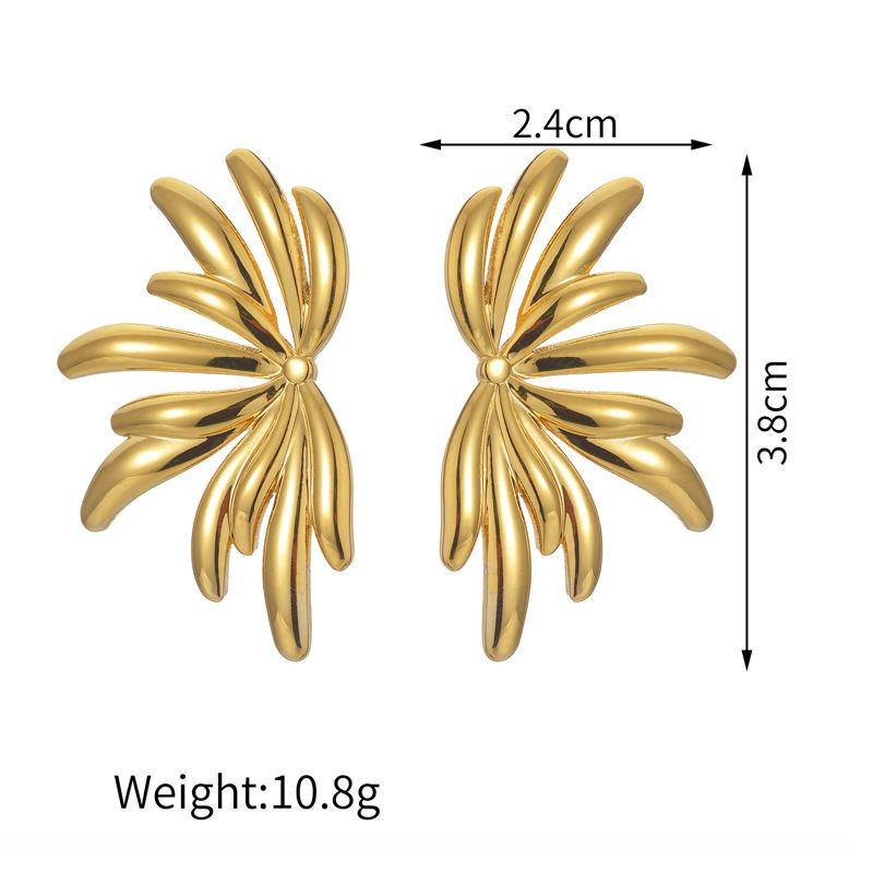 Серьги-пусеты в форме тропических листьев с золотистым покрытием 1J12470CJJ