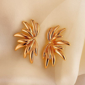 Серьги-пусеты в форме тропических листьев с золотистым покрытием 1J12470CJJ Серьги-пусеты в форме тропических листьев с золотистым покрытием 1J12470CJJ