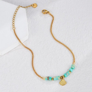 Золотистая цепочка с бирюзовыми вставками и ракушкой CJH59627