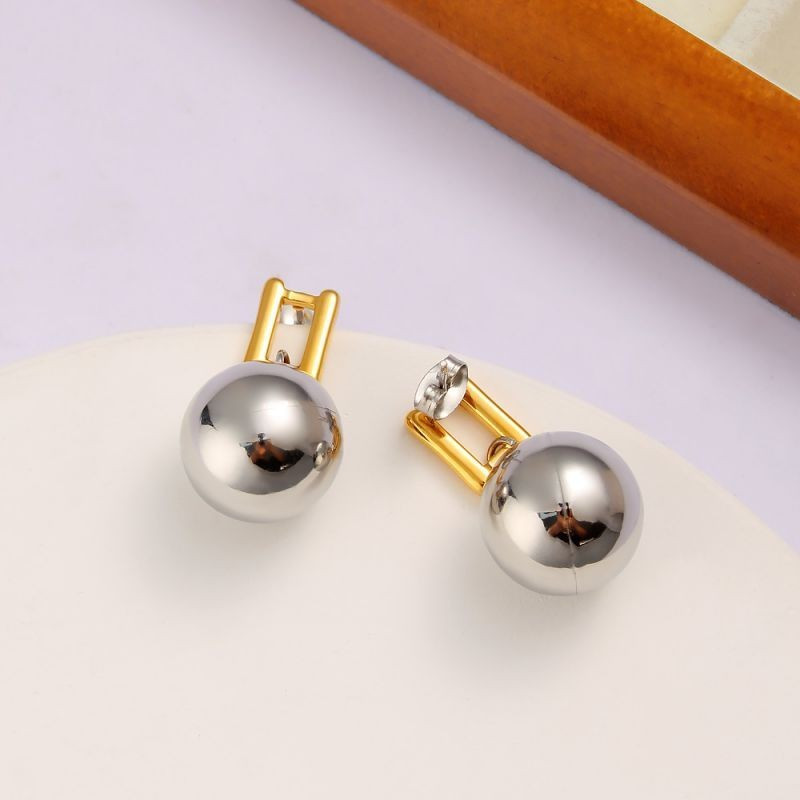 Двухцветные серьги-пусеты Шары CJG38236