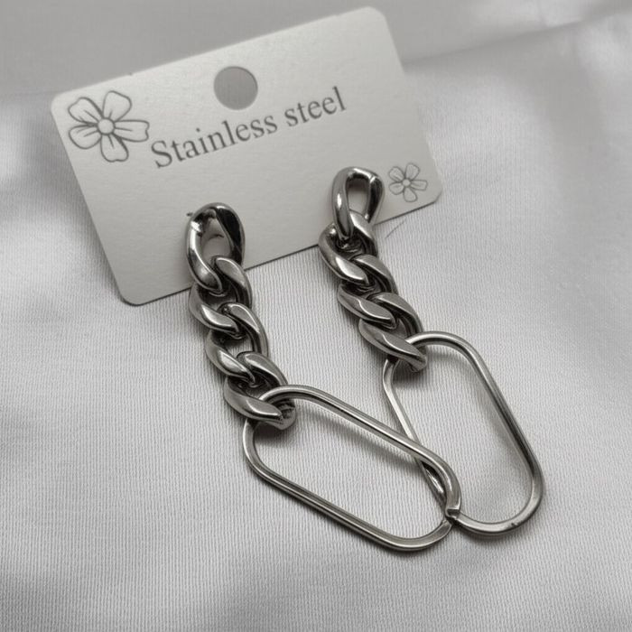 Массивные серьги-цепи в индустриальном стиле 1J10857CJJ