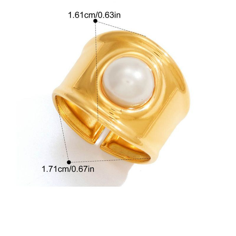 Широкое кольцо со вставкой из крупного жемчуга CJS97282